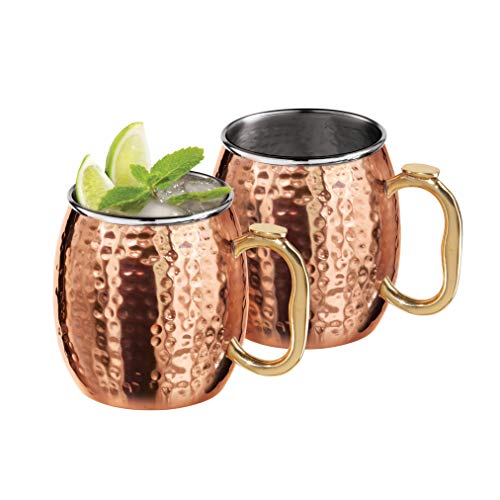 Oggi Hammered Moscow Mule Mugs, 18-Ounce, Copper