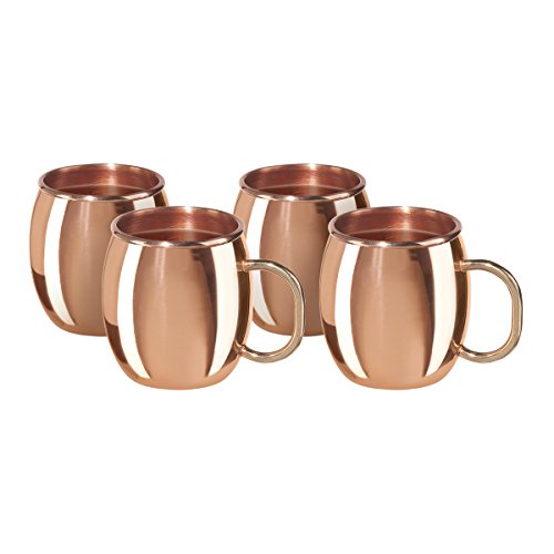 Oggi Moscow Mini Copper Plated Mule Shot Mugs-Set of 4, 2-Ounce