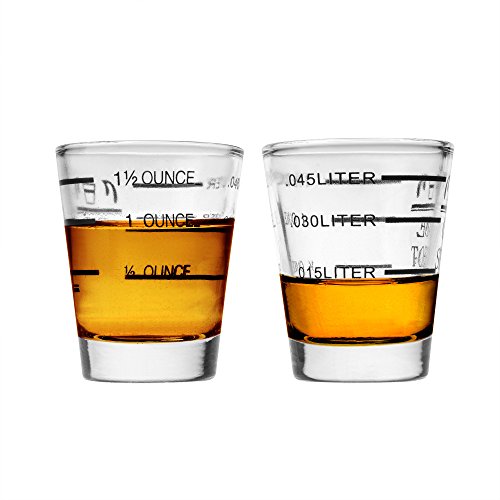 Beautyflier Pack of 2 Cocktail Wine Jigger Clear Glass Shot Glasses Drink  Spirit Measure Cup For Measurement Bar Party