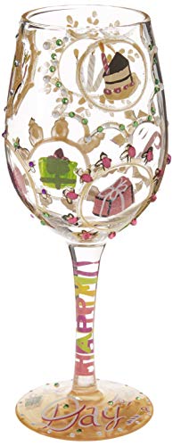 Lolita Glassware Designs by Lolita â€œQueen For a Dayâ€ Hand-painted Artisan Wine Glass, 15 oz.