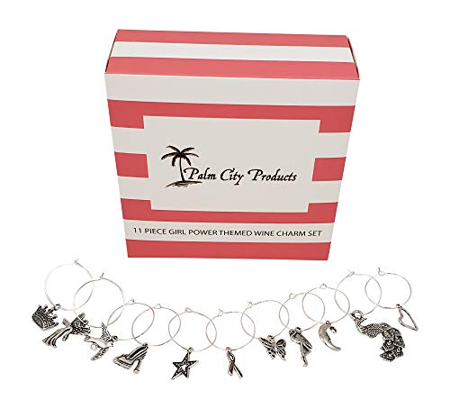Palm City Products 11 Piece Girl Power Themed Wine Charm Set