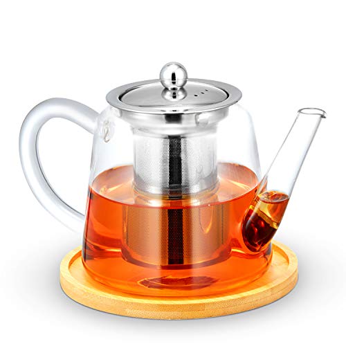 GOODAE Glass Teapot Kettle with Removable Stainless Steel