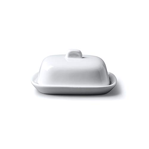 WM Bartleet & Sons 1750 CKS Butter Dish - Mini with lid (10x8x4cm) - White Ceramic