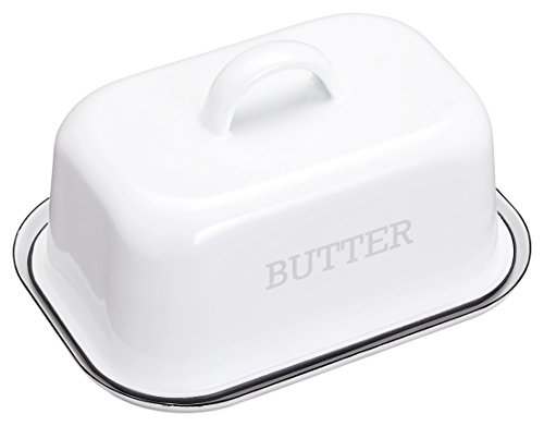 Kitchen Craft Butter Dish Living Nostalgia with Lid in White/Grey, 18.7 x  13.5 x 10 cm
