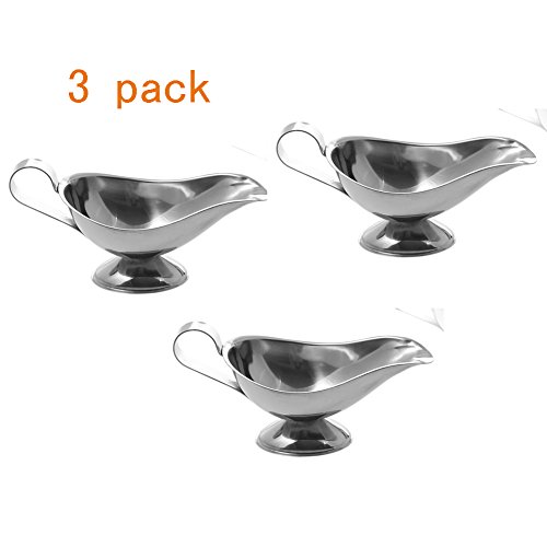 PONDER Stainless Steel Gravy Sauce Boat Juice Bucket Dish Roasting Sauce Dish Sauce Dressing Dip Seasoning Container For Dining Restaurant