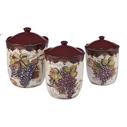 Certified International Corp Vintners Journal 3 piece Canister Set, Multicolor