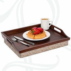 LAPGEAR Rossie Home Lap Tray with Detachable Pillow, Serving Tray - Espresso Bamboo - Style No. 76102