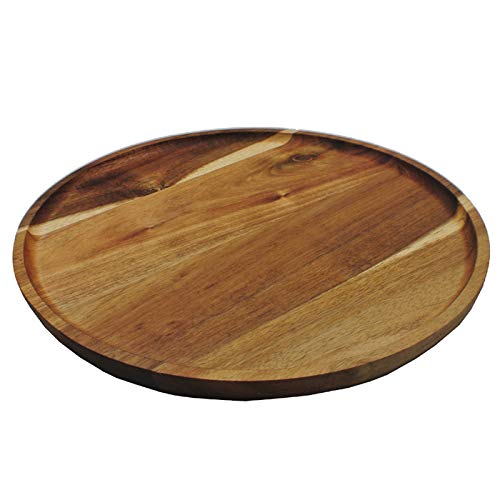 JB Home Collection 4569, Premium Acacia Wooden Food Serving Charger Plate Platter Round Wooden Tea Tray Snack Platter