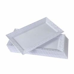Silver Spoons DISPOSABLE LAcE TRAYS for Upscale Wedding and Dining 6 pc White 14A x 75A -