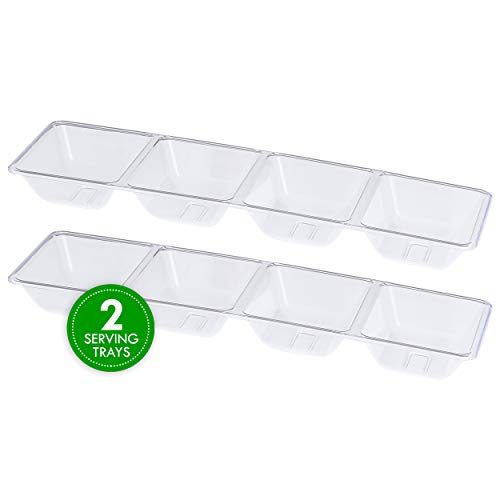 Plasticpro 4 Sectional Rectangle Plastic Disposable Serving Tray