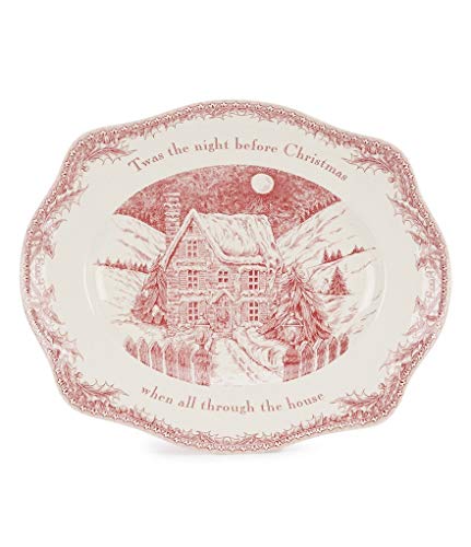 Johnson Brothers Twas the Night Oval Platter, 15", pink and ivory
