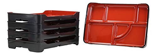 Ebros Gift Ebros Red And Black Traditional Japanese Large Bento Box With Dividers 6 Compartments Lacquered Copolymer Plastic Serving or