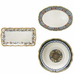 Euro Ceramica Duomo Dinnerware Jumbo Serving Bundle â€“ 1 Piece Rectangular Platter + 1 Piece Oval Platter + 1 Piece Serving