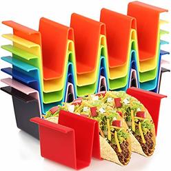 Youngever 8 Pack Plastic Taco Holder Stand, Dishwasher Top Rack Safe, Microwave Safe, Set of 8 Assorted Colors