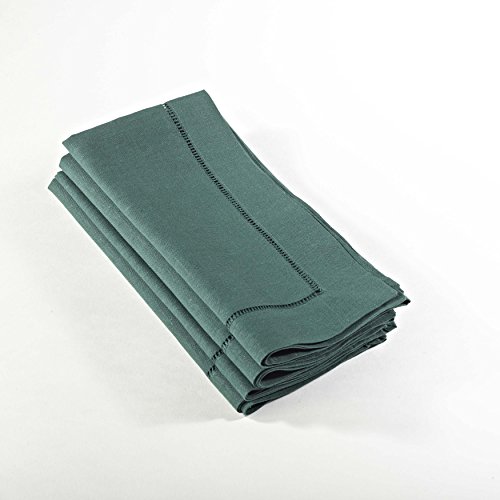 SARO LIFESTYLE 6100C 24/7 Everyday Collection Jasper Green Hemstitched Dinner Napkin, 20" Square-Set of 4 pcs, 12 Pieces