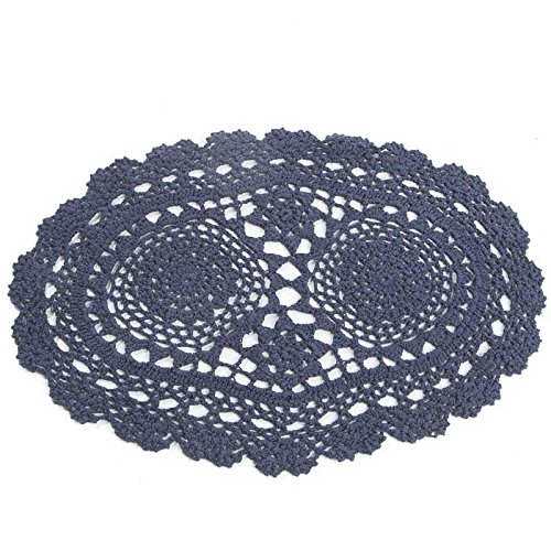 Factory Direct Craft 15" Navy Blue Oval Cotton Hand Crocheted Lace Doilies, Set of 3