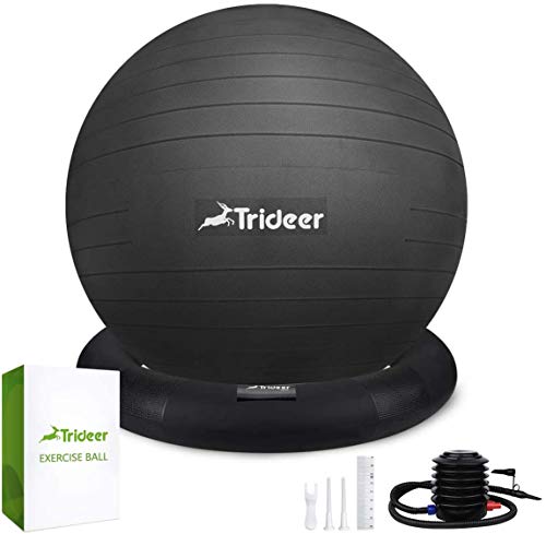 Trideer Ball Chair â€“ Exercise Stability Yoga Ball with Base for Home and Office Desk, Ball Seat, Flexible Seating with Ring