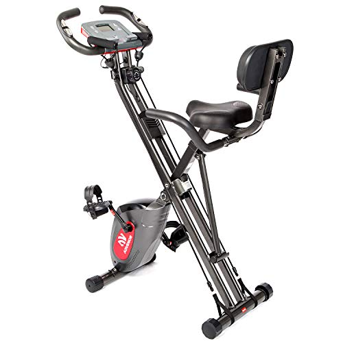 ADVENOR Exercise Bike Magnetic Bike Fitness Bike Cycle Folding Stationary Bike Arm Resistance Band With Arm Workout Backrest