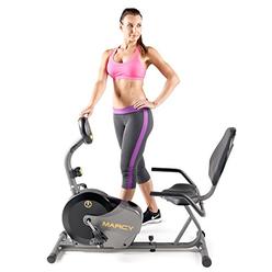 Marcy Fitness Marcy Magnetic Recumbent Bike with Adjustable Resistance and Transport Wheels NS-716R