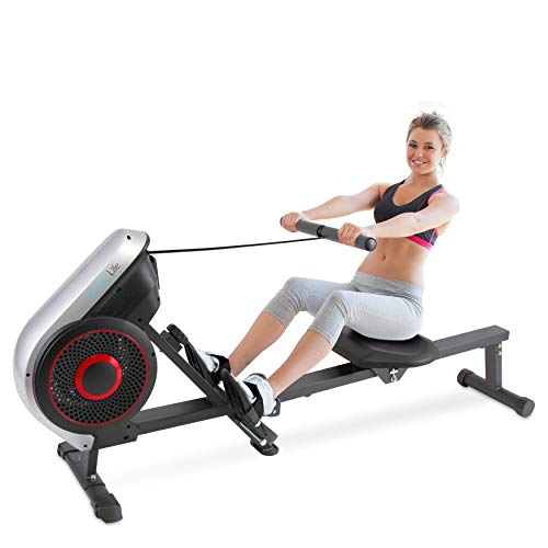 SereneLife Rowing Machine â€“ Air and Magnetic Rowing Machine â€“ Rowing Exercise Machine for Gym or Home Use â€“ Measures