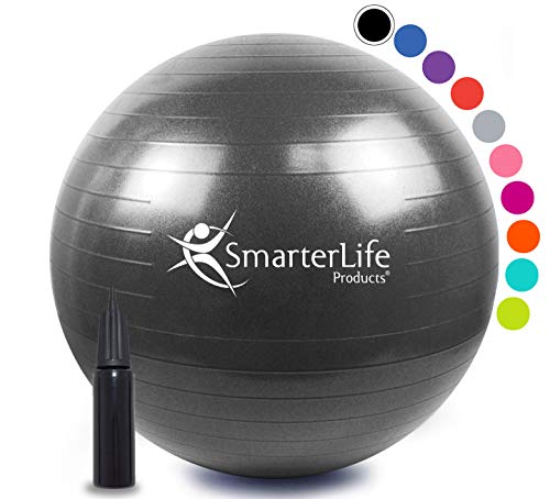 SmarterLife Products Exercise Ball for Yoga, Balance, Stability from SmarterLife - Fitness, Pilates, Birthing, Therapy, Office Ball Chair,