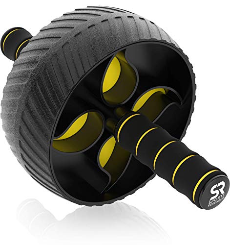 Sports Research Ab Wheel Roller with Knee Pad | Sturdy 3" Wheel for Core Workouts in The Gym or at Home