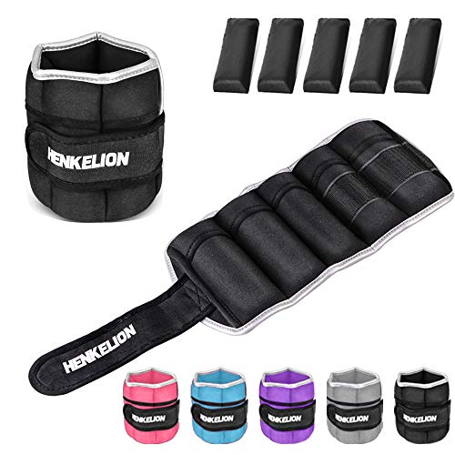 Henkelion 1 Pair 10Lbs Adjustable Ankle Weights for Women Men Kids, Wrist Weights Ankle Weights Sets for Gym, Fitness