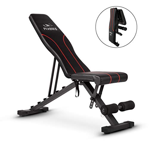 FLYBIRD Adjustable Bench,Utility Weight Bench for Full Body Workout- Multi-Purpose Foldable Incline/Decline Benchs (Black)