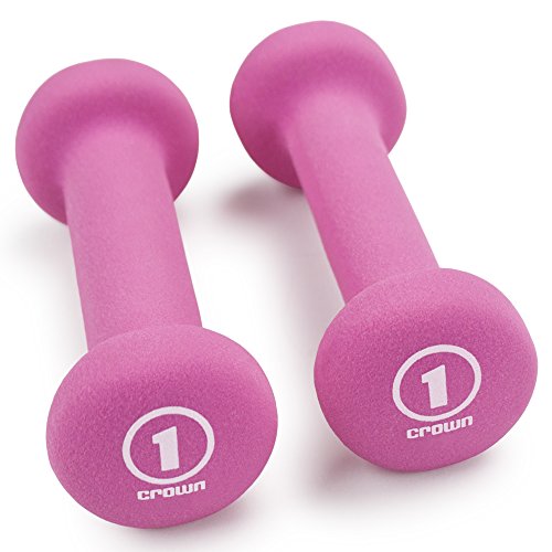 Crown Sporting Goods Set of 2 Body Sculpting Hand Weights - Soft Neoprene Coated Dumbbell Set - Supplies for Exercise, Workout, Weight Loss, Body