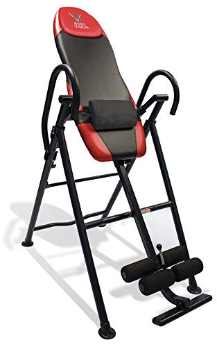 Body Vision IT9550 Deluxe Inversion Table with Adjustable Head Pillow & Lumbar Support Pad, Red - Heavy Duty up to 250 lbs