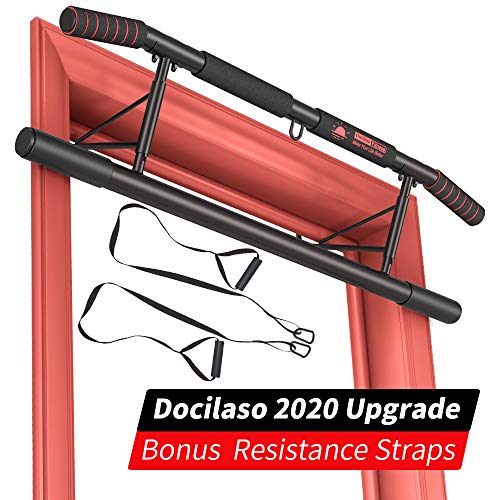 Docilaso Multi-Gym Chin-Up/Pull-Up Bar, Heavy Duty Doorway Trainer for Home Portable Gym No Need to Assemble - Angled