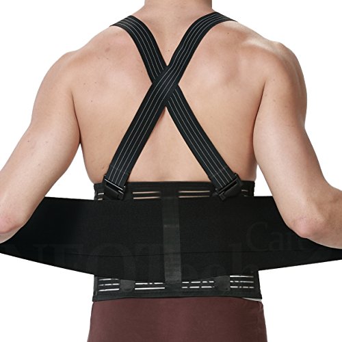 Neotech Care Back Brace with Suspenders for Men - Adjustable - Removable Shoulder Straps - Lumbar Support Belt - Lower Back