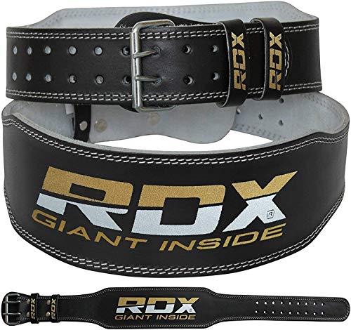 RDX Weight Lifting Belt for Fitness Gym - Adjustable Leather Belt with 4â€ Padded Lumbar Back Support - Great for