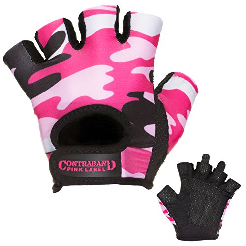 Contraband Pink Label 5217 Womens Design Series Camo Print Lifting Gloves (Pair) - Lightweight Vegan Medium Padded Microfiber