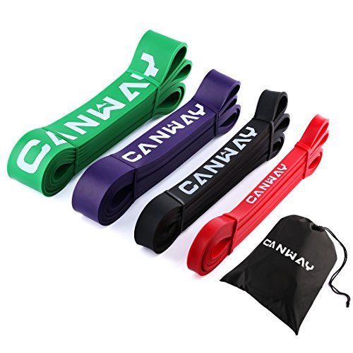 CANWAY Pull Up Bands - Set of 4 - Resistance Bands - Premium Latex Loop Stretch Workout/Exercise Band Mobility & Powerlifting