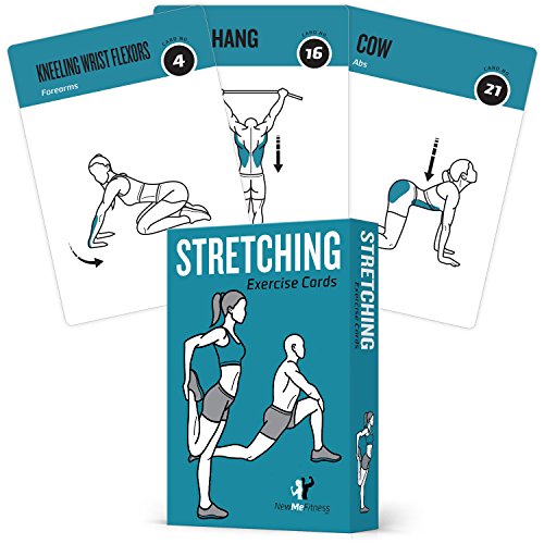 NewMe Fitness Stretching Flexibility Exercise Cards - 50 Stretching Exercises â€“ Increase Flexibility â€“ Prevent Muscle