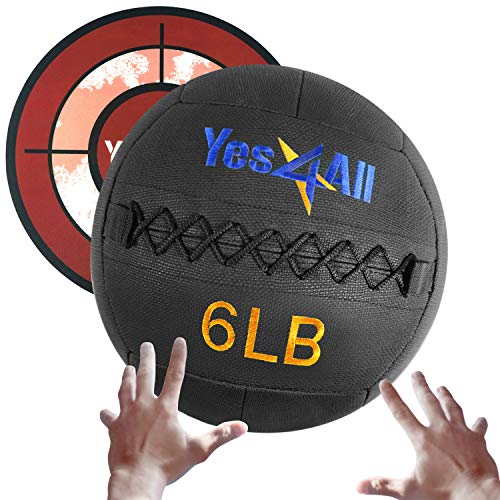 Yes4All 6 lb Wall Ball - Soft Medicine Ball/Wall Medicine Ball for Full Body Dynamic Exercises, Black