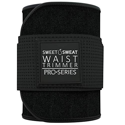 Sports Research Premium Sweet Sweat Waist Trimmer 'Pro Series' Belt for Men  & Women (BLK/White, XS-S)