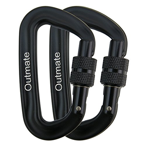Outmate Carabiner Clip,12kN Aluminium Alloy Screwgate Carabiners,Heavy Duty Clips 2645lbs/1200kg,Perfect Gear for Hammocks