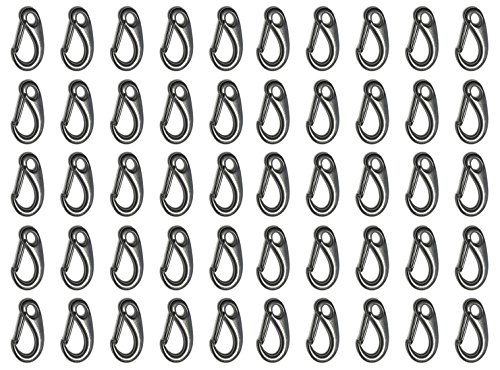 US Stainless 50 Pieces Stainless Steel 316 Spring Gate Snap Hook Clip 2" Marine Grade Lobster Claw