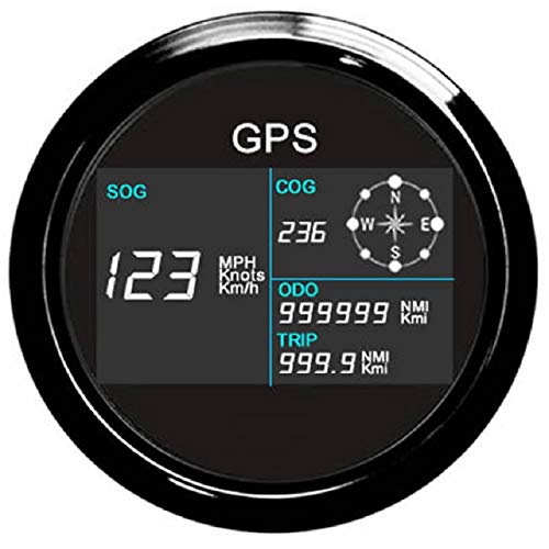 ELING Universal Digital GPS Speedometer Odometer Adjustable for Auto Marine with GPS Antenna 7 Back-Lights 85mm