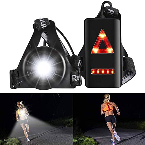 ALOVECO Outdoor Night Running Lights LED Chest Light Back Warning Light with Rechargeable Battery for Camping, Hiking,