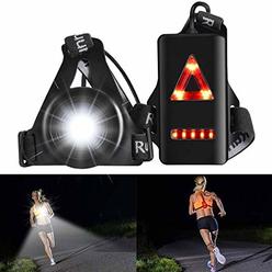 ALOVECO Outdoor Night Running Lights LED Chest Light Back Warning Light with Rechargeable Battery for Camping Hiking Running Jog