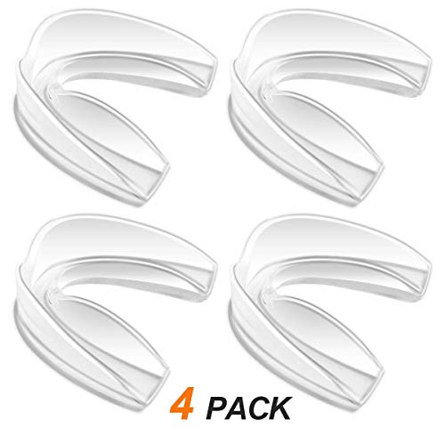 Coolrunner Mouth Guard Sports, 4 Pack Athletic Mouth Guards, Professional Moldable Youth Mouthguard for Maximum Protection,