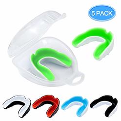 MENOLY 5 Pack Youth Mouth Guard Sports Mouth Guard for Kids Double Colored Kids Gum Shield for Football Basketball Boxing MMA
