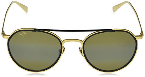 Maui Jim Bowline Cat-Eye Sunglasses, Gold Matte W/Black Gloss Rim/HCL Bronze Polarized, Medium