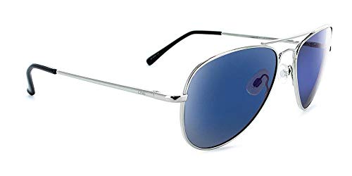 Optic Nerve, Estrada, Unisex Sunglasses - Polarized Smoke with Blue Mirror Lens, Shiny Silver Frame