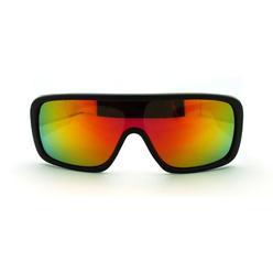 SA106 Futuristic Mens Rectangular Shield Mono Lens Sport Sunglasses Black Orange