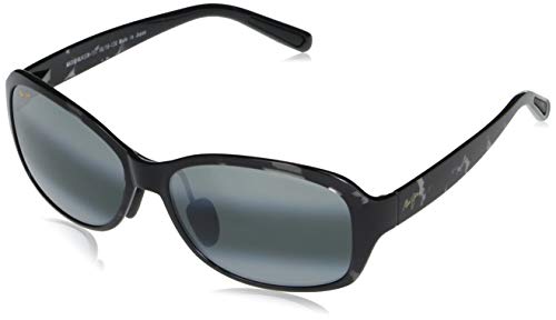 Maui Jim Women's Koki Beach Asian Fit Cat-Eye Sunglasses, Black and Grey Tortoise/Neutral Grey Polarized, Medium