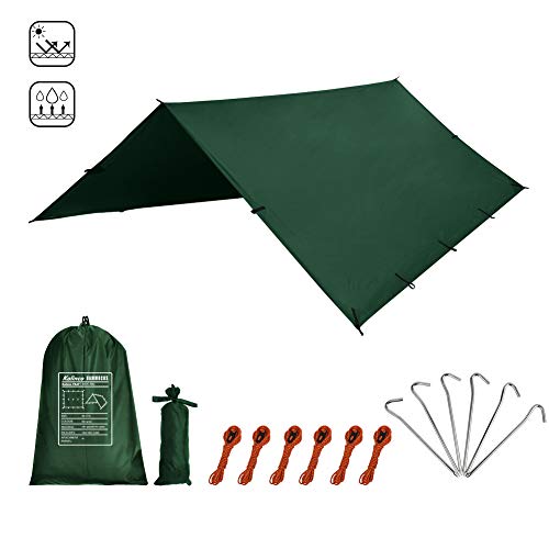 KALINCO Waterproof Camping Tarp Tent Hammock Rain Fly, 10X10FT/10X15FT, Mutifunctional Tent Footprint Lightweight Tarp for Campi
